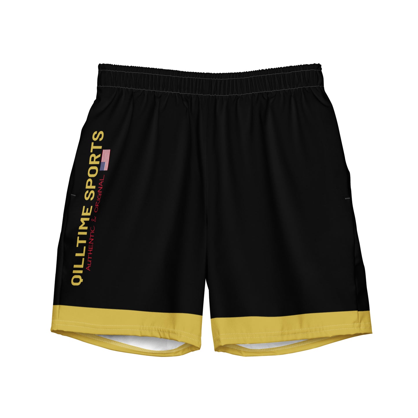 QILLTIME SPORTS Swim Trunks- Black, Old Gold