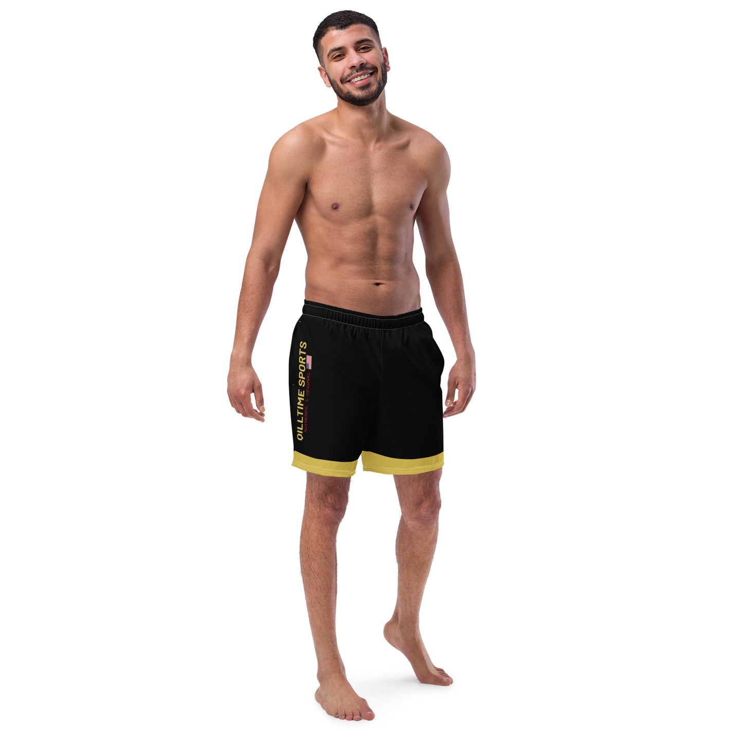 QILLTIME SPORTS Swim Trunks- Black, Old Gold