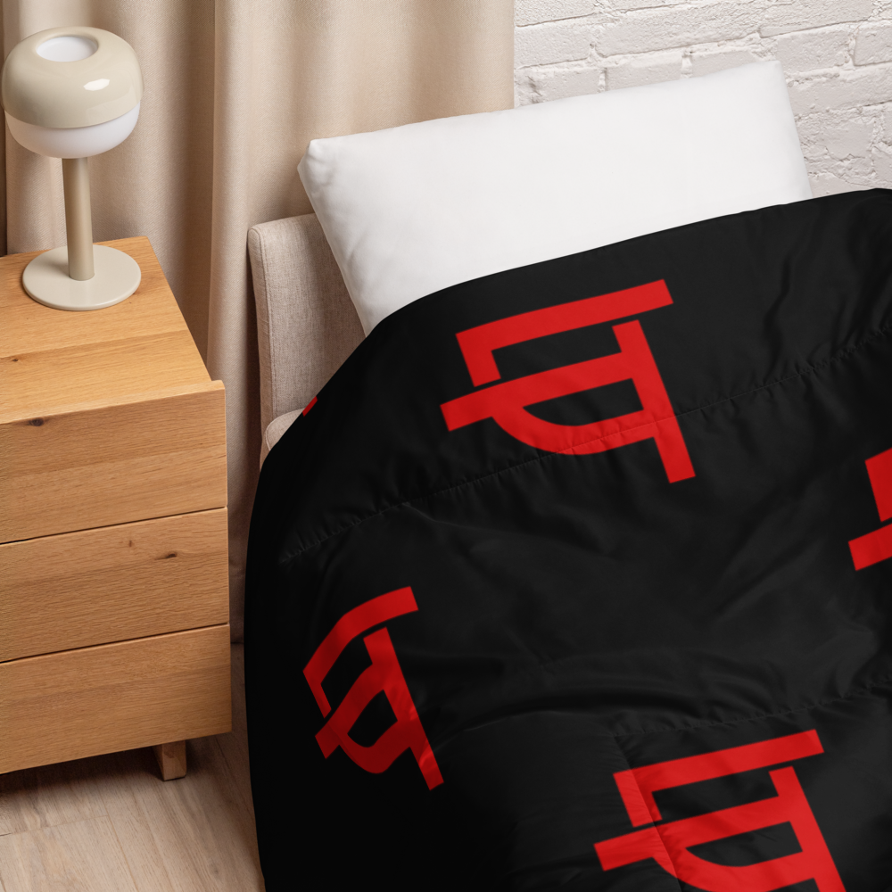 Black QILLTIME Comforter Logo Red