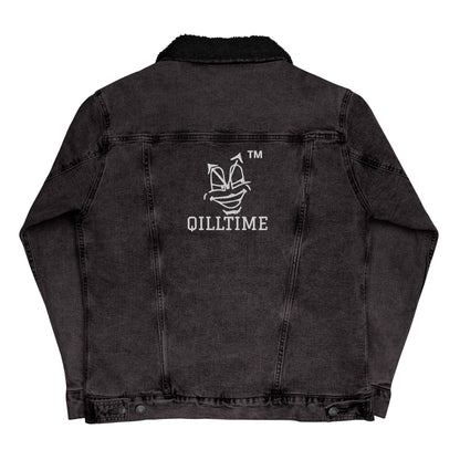 QILLTIME logo denim sherpa jacket