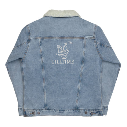 QILLTIME logo denim sherpa jacket