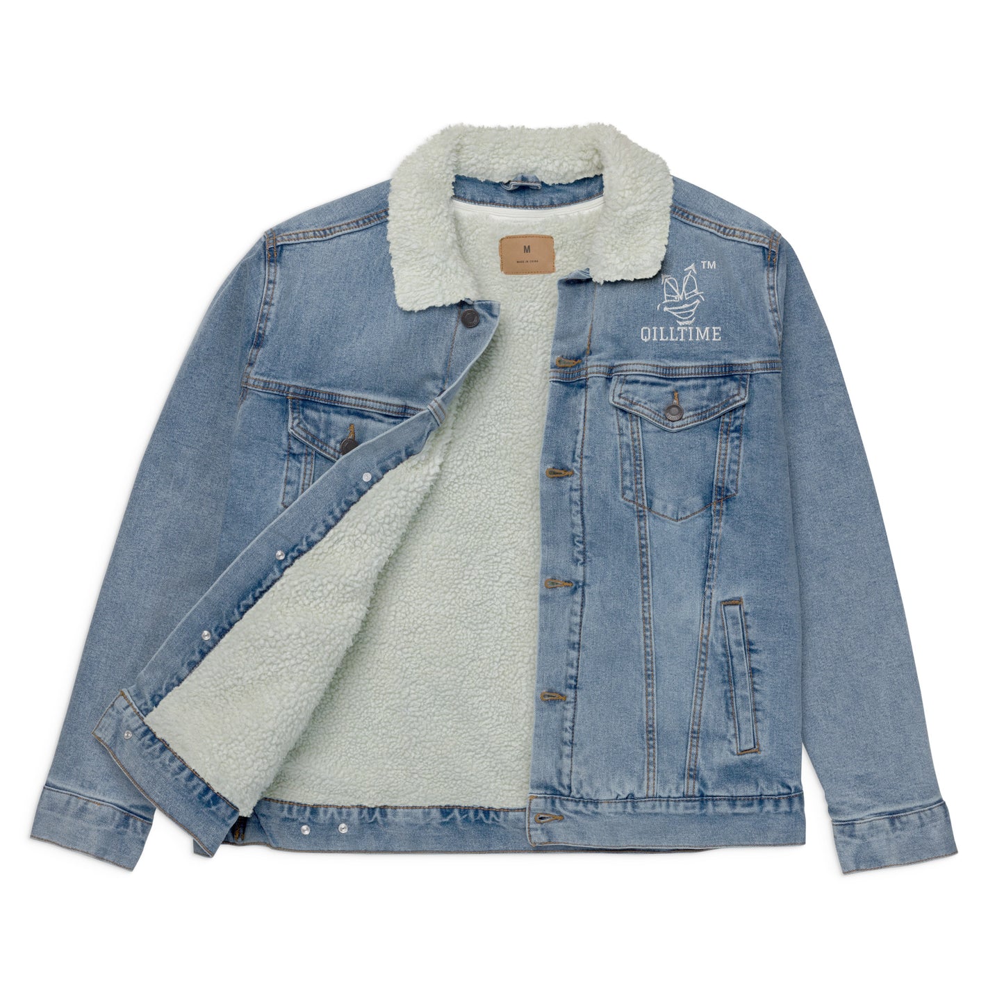 QILLTIME logo denim sherpa jacket