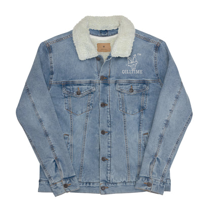 QILLTIME logo denim sherpa jacket